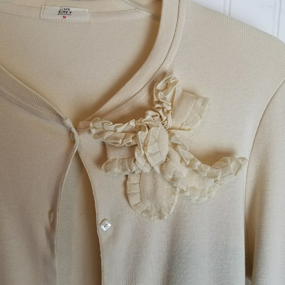 J. Crew City T Cream Cardigan Ruffle Bow - Picture 3 of 4